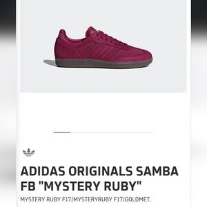 Adidas Originals Men's Samba Fb Mystery Ruby Sneakers Size 11